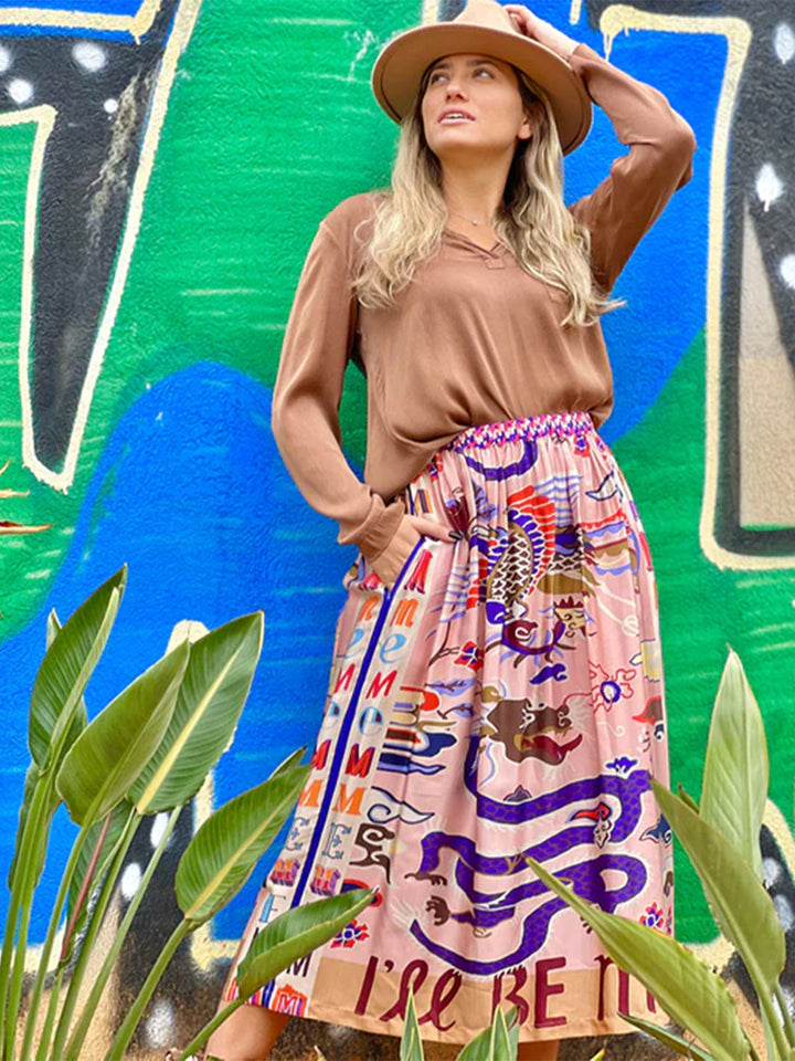Joy Dragon Printed Skirt