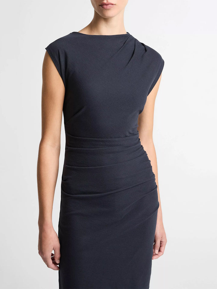 Cotton Twist-Drape Dress in Eclipse