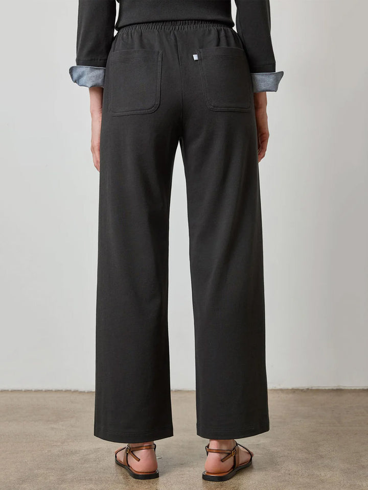 Drawcord Wide Leg Pant in Black