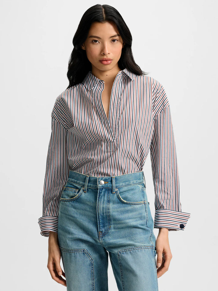 Draymond Striped Shirt in Red Navy