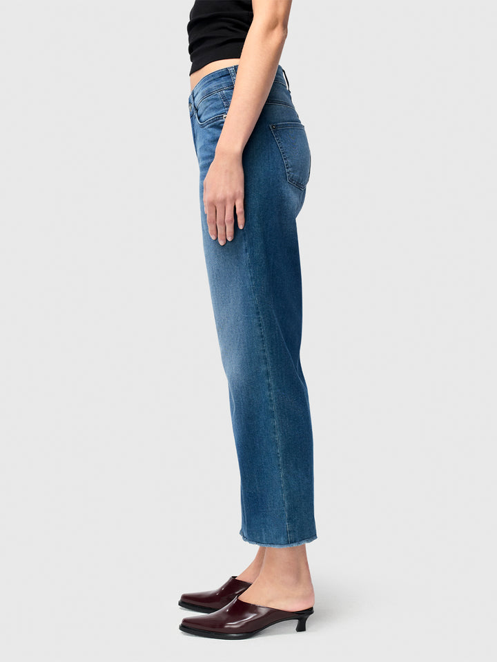 Dream Wide Crop Jean in Storm Blue Authentic