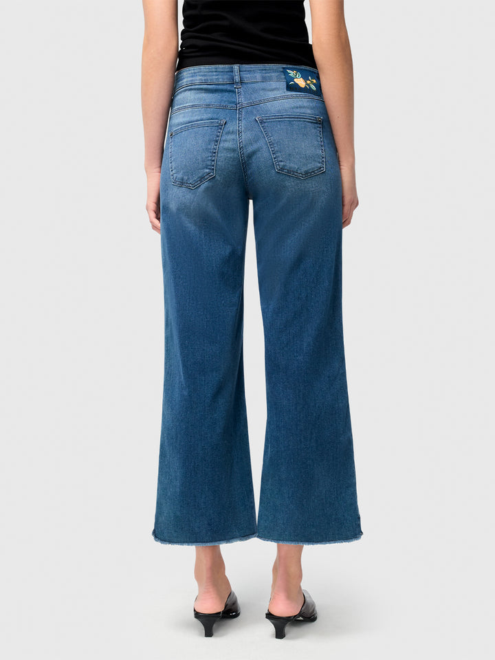 Dream Wide Crop Jean in Storm Blue Authentic