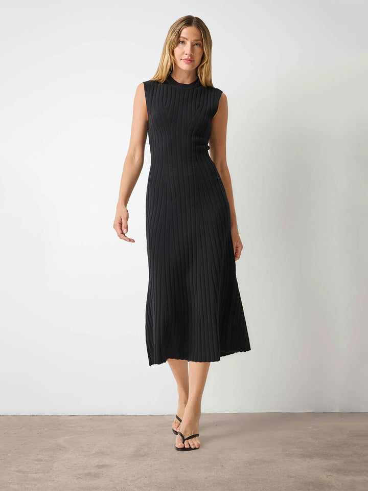 Midi Flare Dress in Black