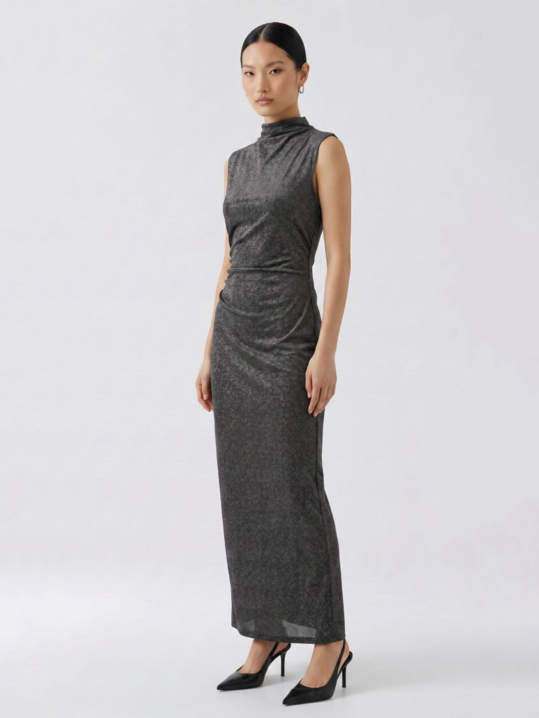 Maxikleid Dress in Silver Black