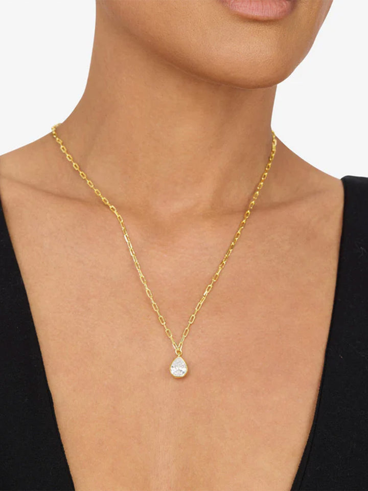 Drop of Perfection Necklace in Gold White Diamondettes