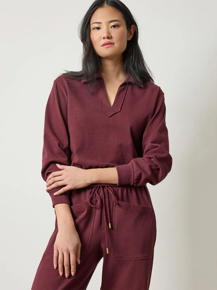 Drop Shoulder Polo in Mulberry