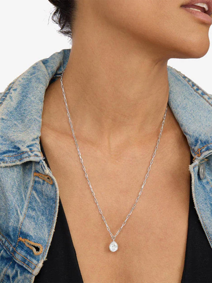 Drop of Perfection Necklace in Silver White Diamondette