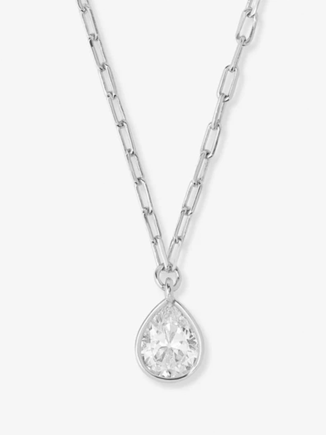 Drop of Perfection Necklace in Silver White Diamondette