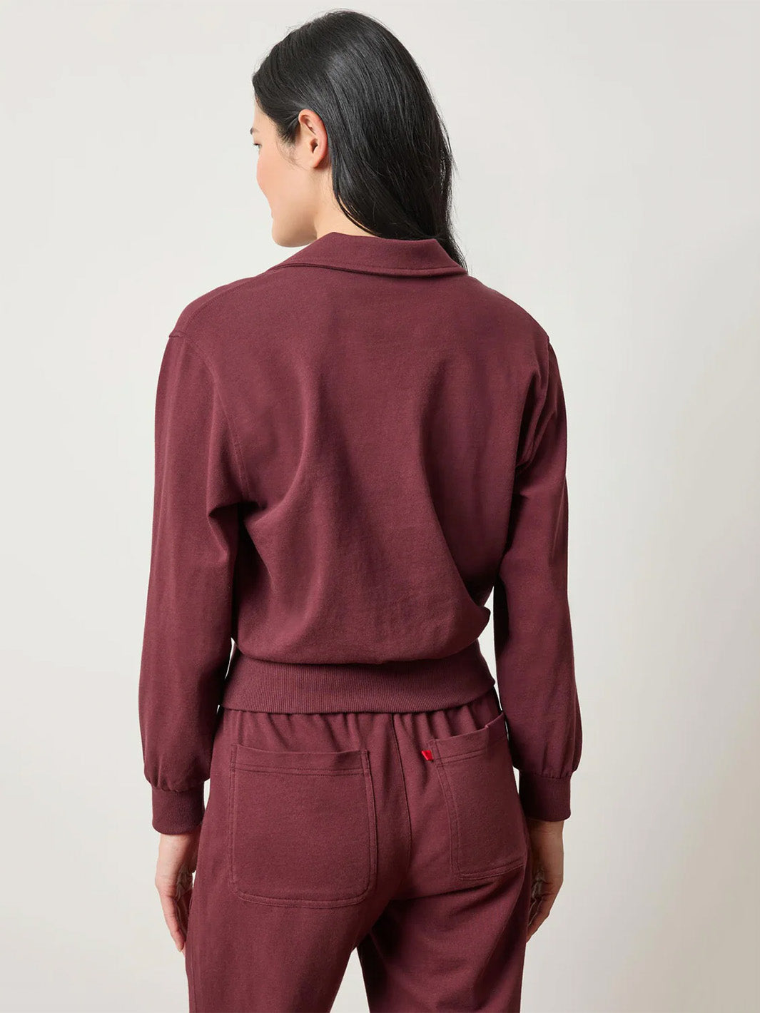Drop Shoulder Polo in Mulberry