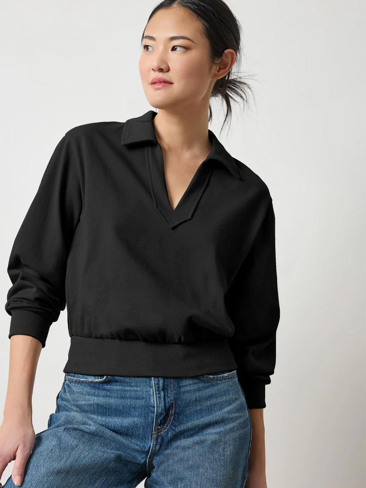 Drop Shoulder Polo in Black