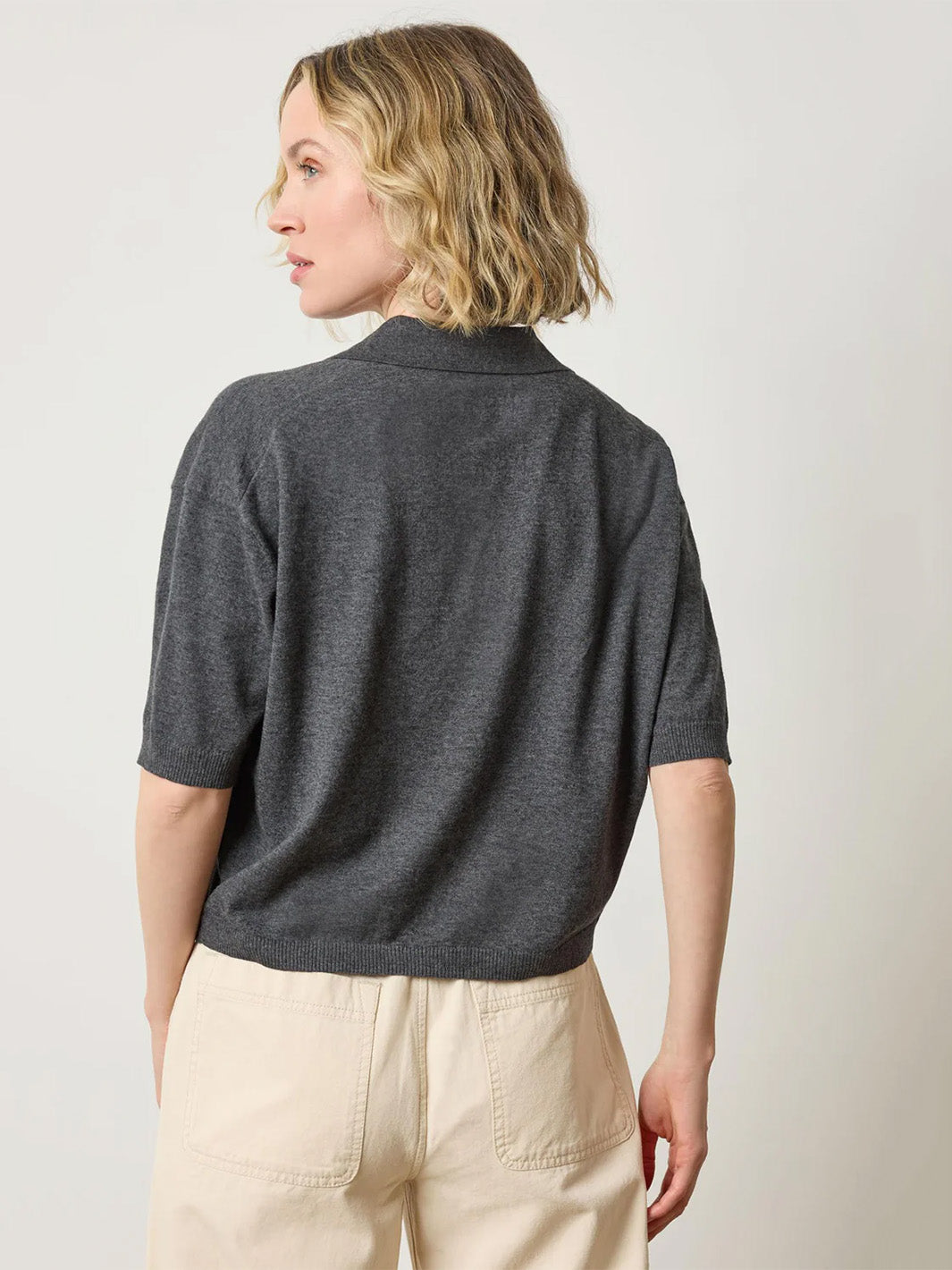 Drop Shoulder Polo Neck Sweater in Licorice