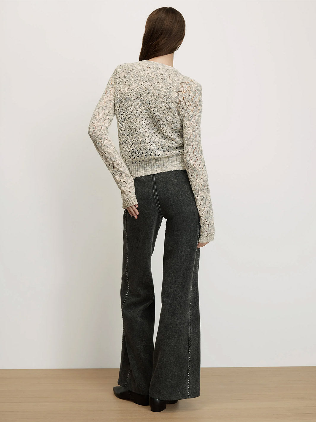 Drummond Pointelle Cardigan in  Dove White Multi