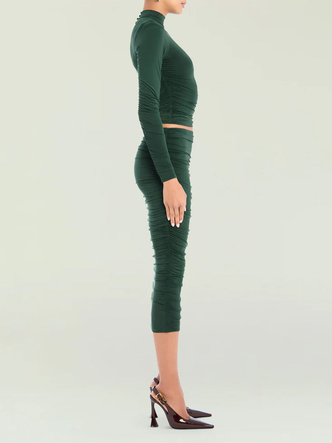 Dulcie Ruched Top in Evergreen