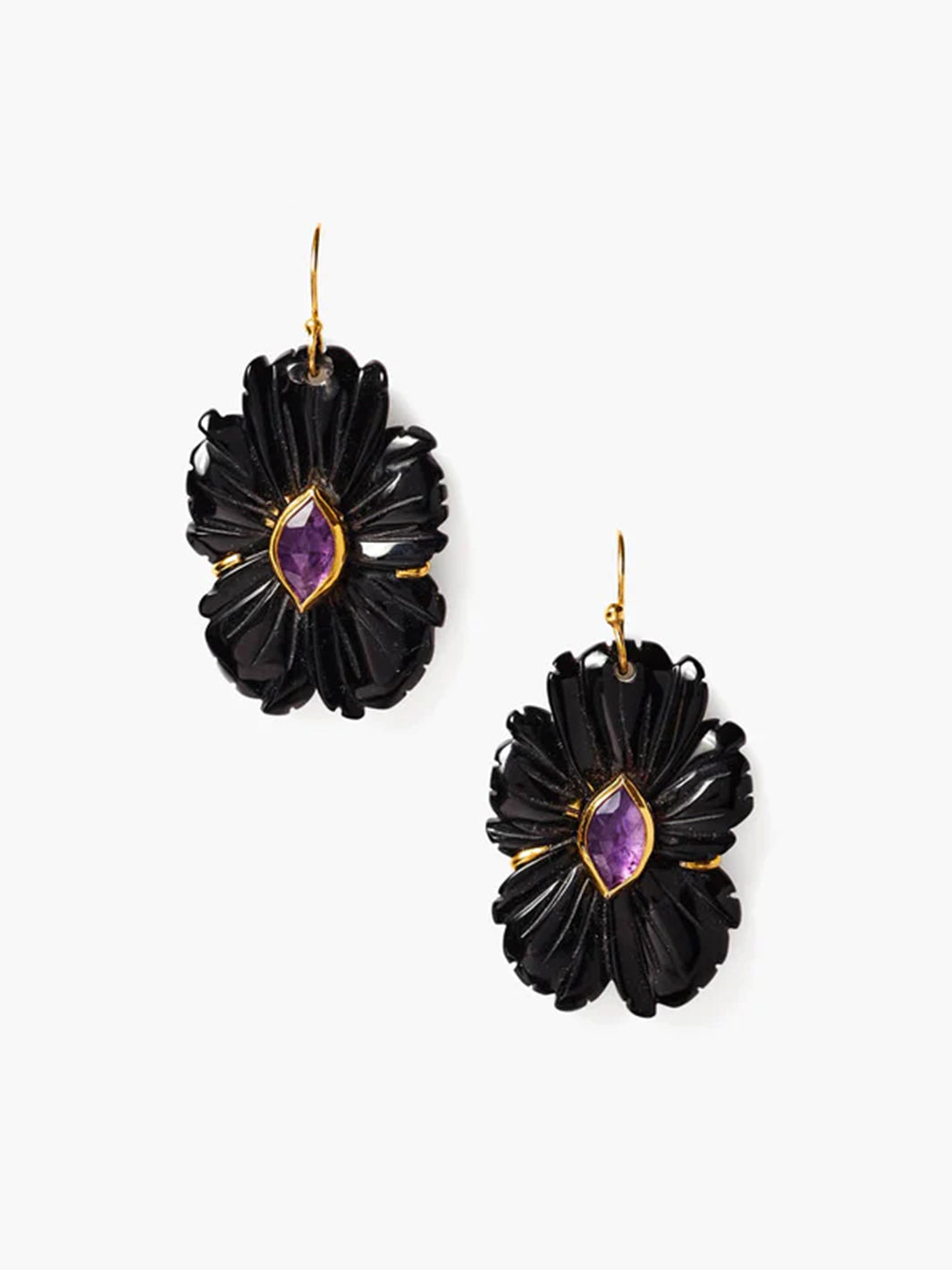 Magnolia Earrings in Black Agate