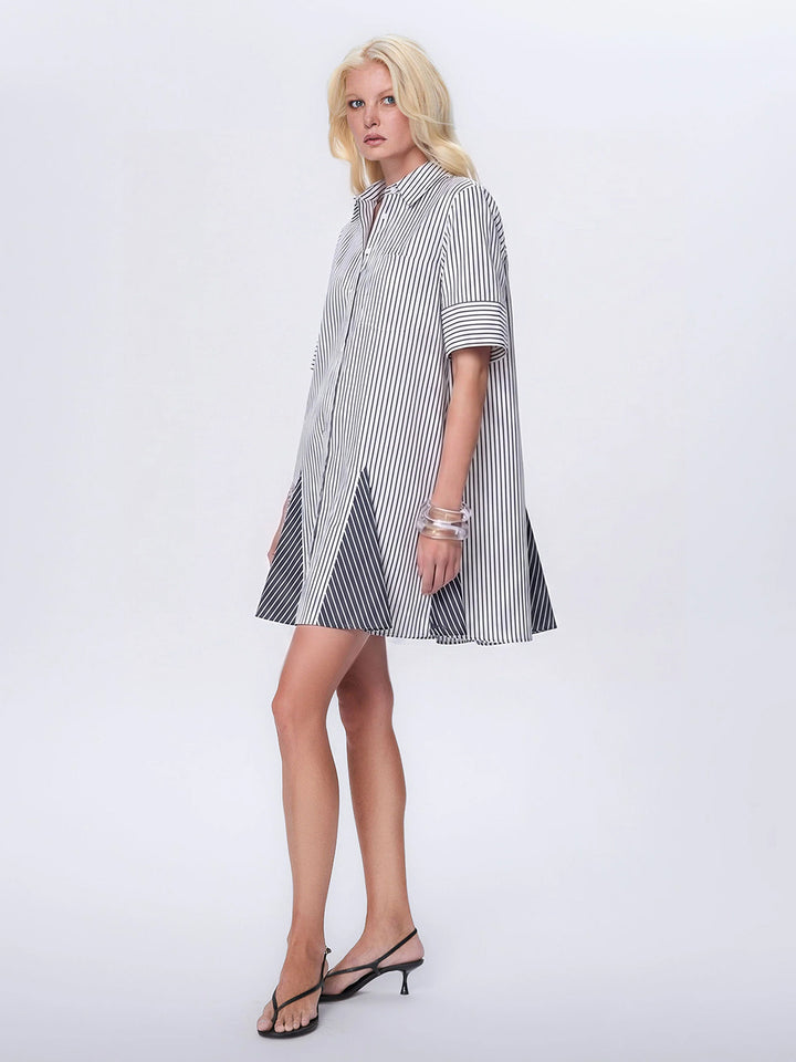 Echo Mix Stripe Shirtdress in Black