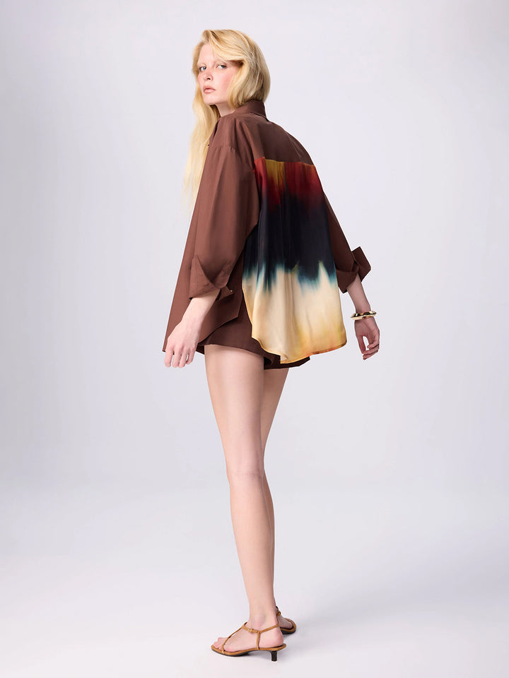 Echo Print Back Banker Shirt in Cosmic Astral