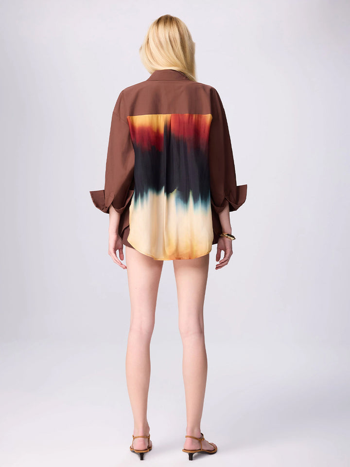 Echo Print Back Banker Shirt in Cosmic Astral