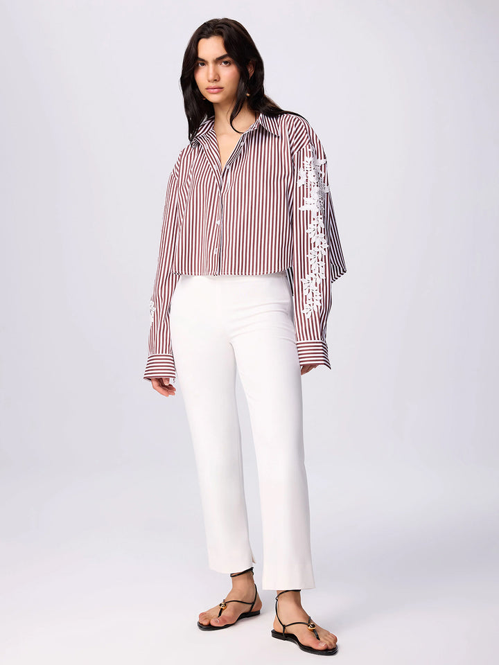 Echo Cropped Embroidered Shirt in Cosmic Stripe