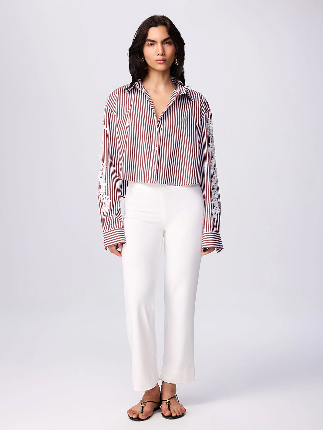 Echo Cropped Embroidered Shirt in Cosmic Stripe