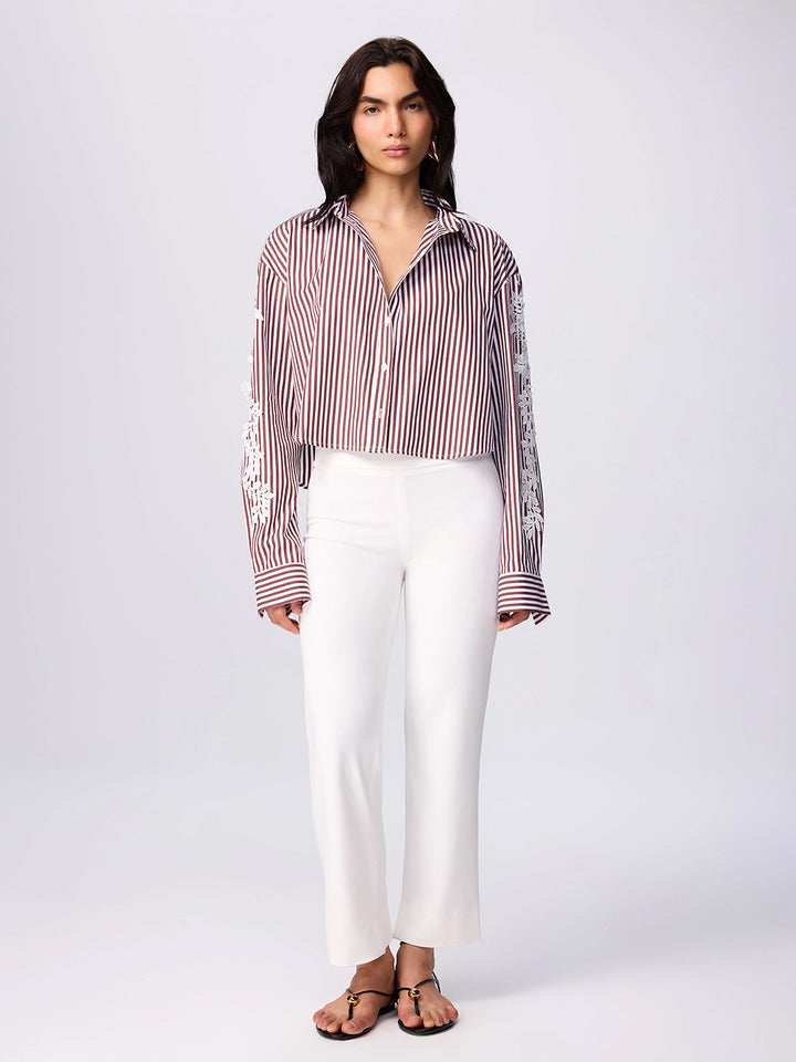 Echo Cropped Embroidered Shirt in Cosmic Stripe