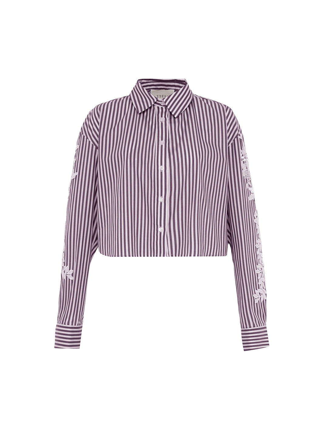 Echo Cropped Embroidered Shirt in Cosmic Stripe