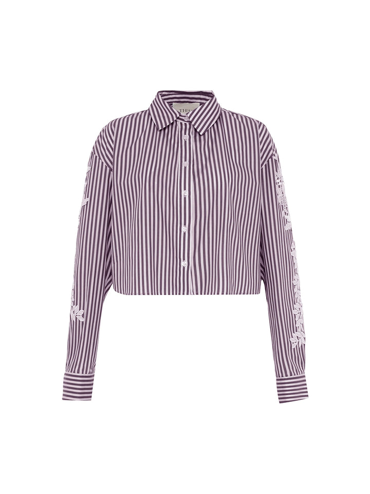Echo Cropped Embroidered Shirt in Cosmic Stripe