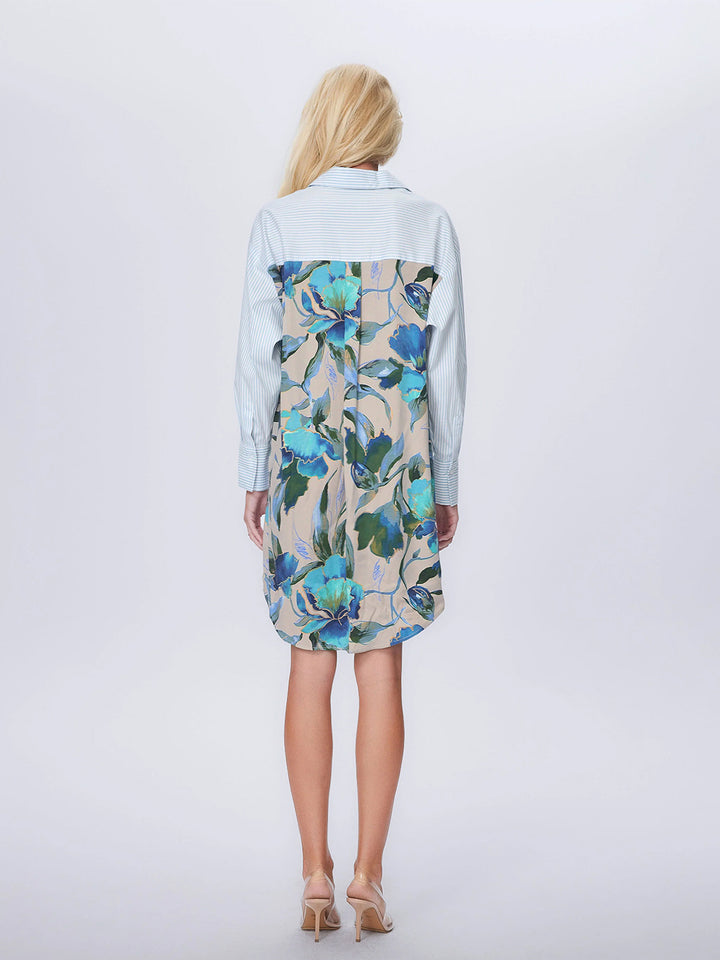 Echo Iris Print Back Shirtdress in Etherlight Bloom