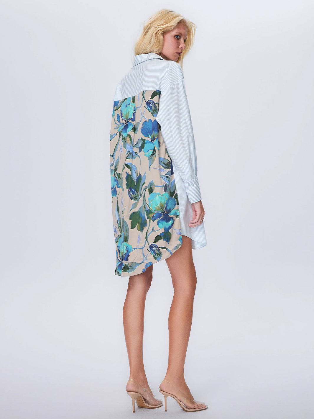 Echo Iris Print Back Shirtdress in Etherlight Bloom