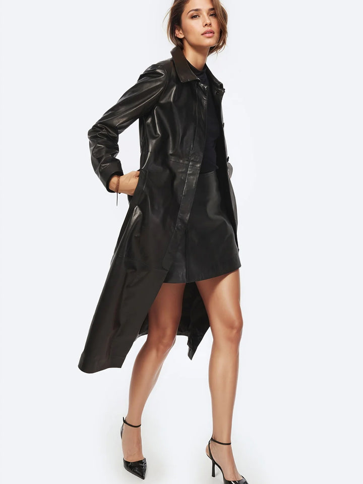 Eddie Leather Coat in Black