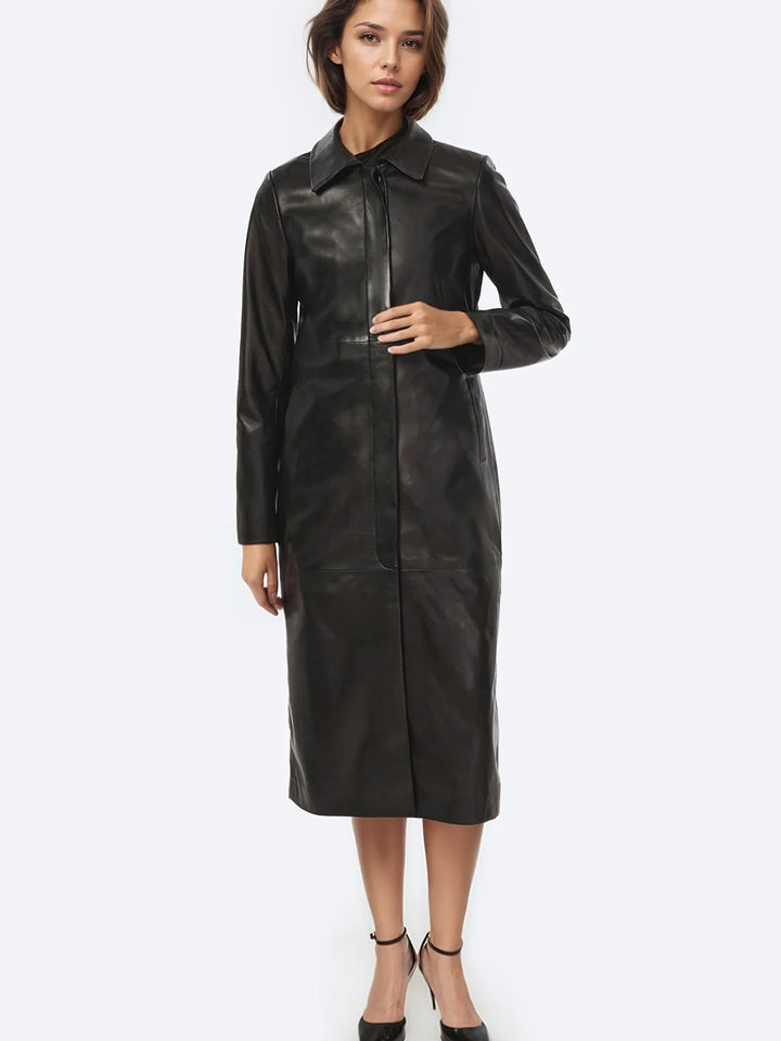 Eddie Leather Coat in Black