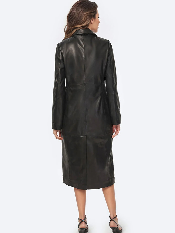 Eddie Leather Coat in Black