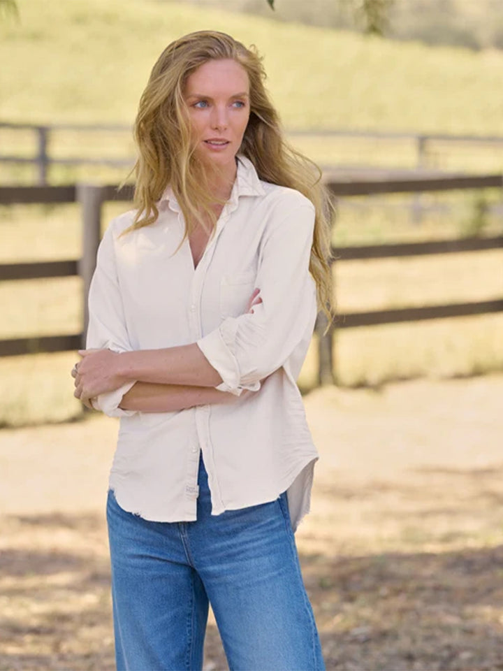 Eileen Relaxed Button-Up Shirt in Vintage White