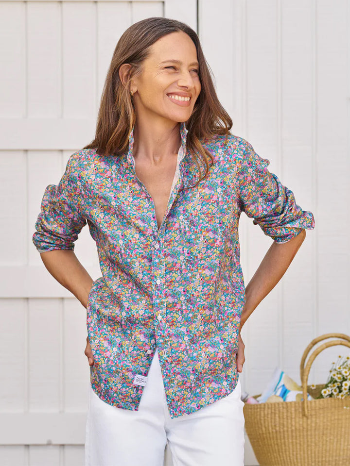 Eileen Relaxed Button-Up Shirt in Multicolor Flowers