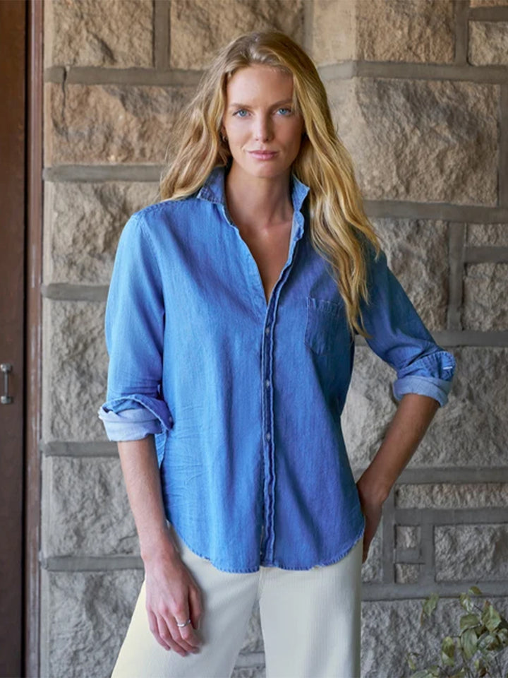 Eileen Relaxed Button-Up Shirt in Vintage Stonewashed Indigo