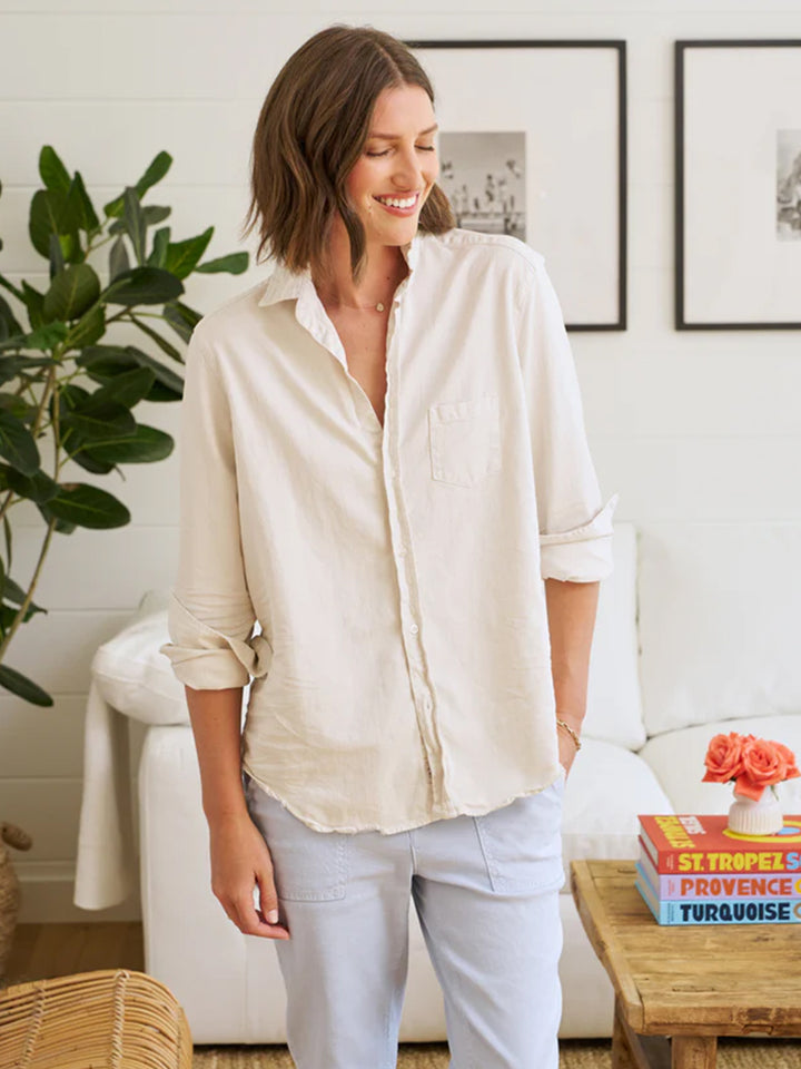 Eileen Relaxed Button-Up Shirt in Vintage White