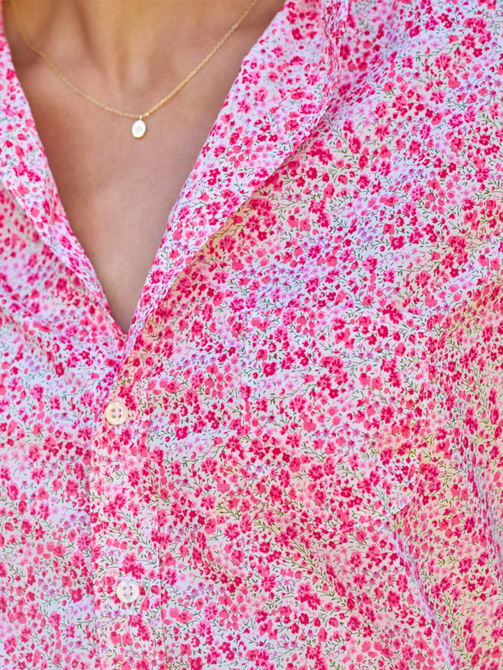 Eileen Relaxed Button-Up Shirt in Pink Flowers