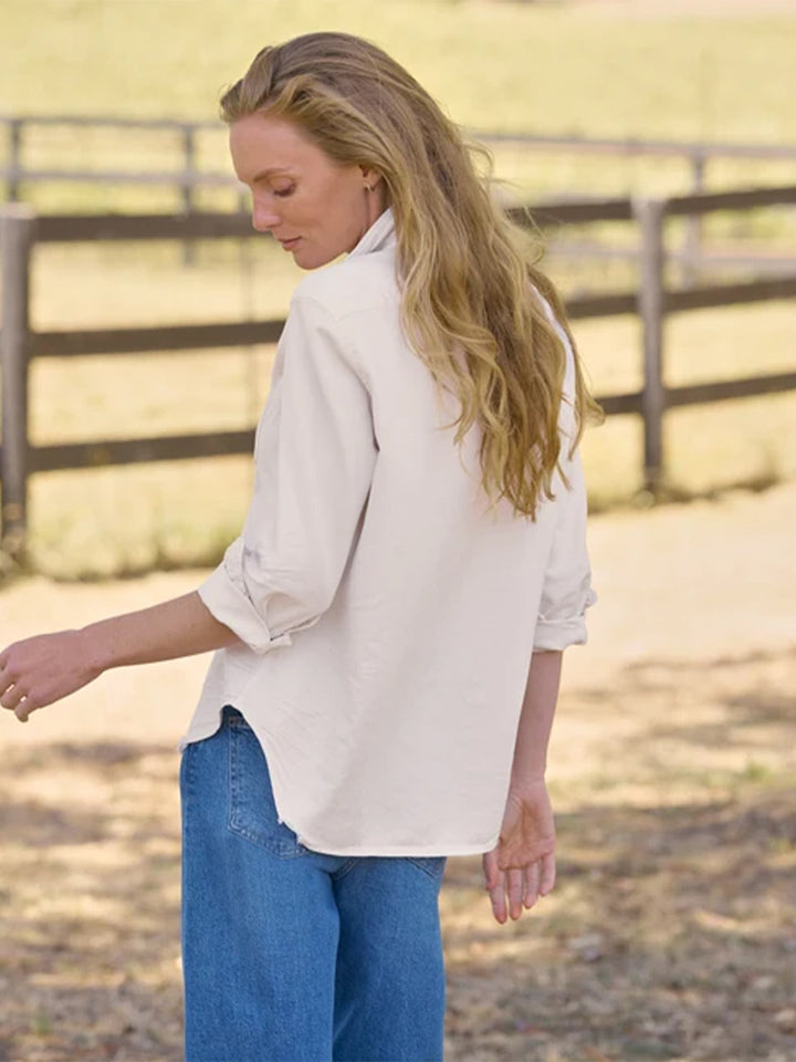 Eileen Relaxed Button-Up Shirt in Vintage White