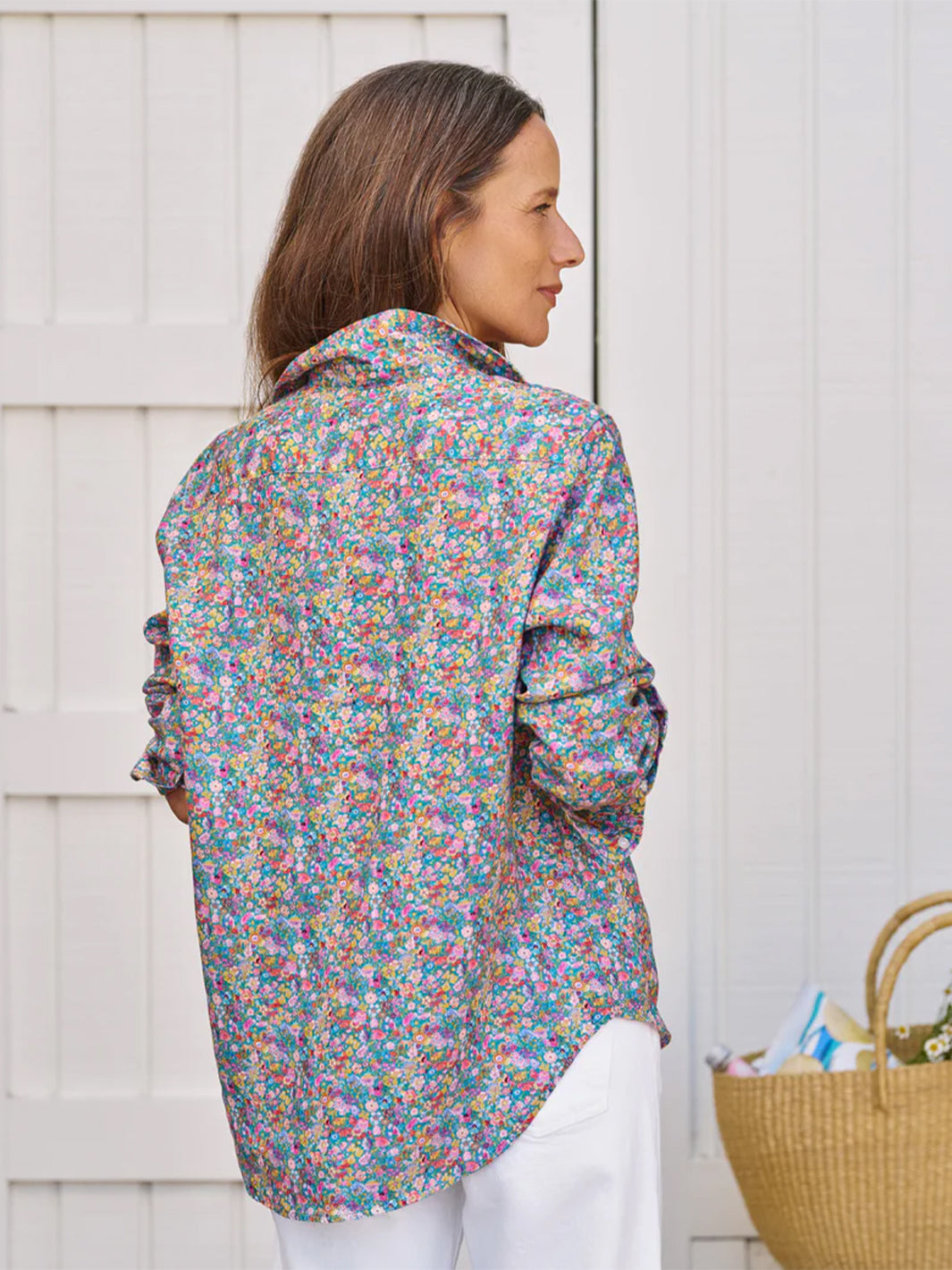 Eileen Relaxed Button-Up Shirt in Multicolor Flowers