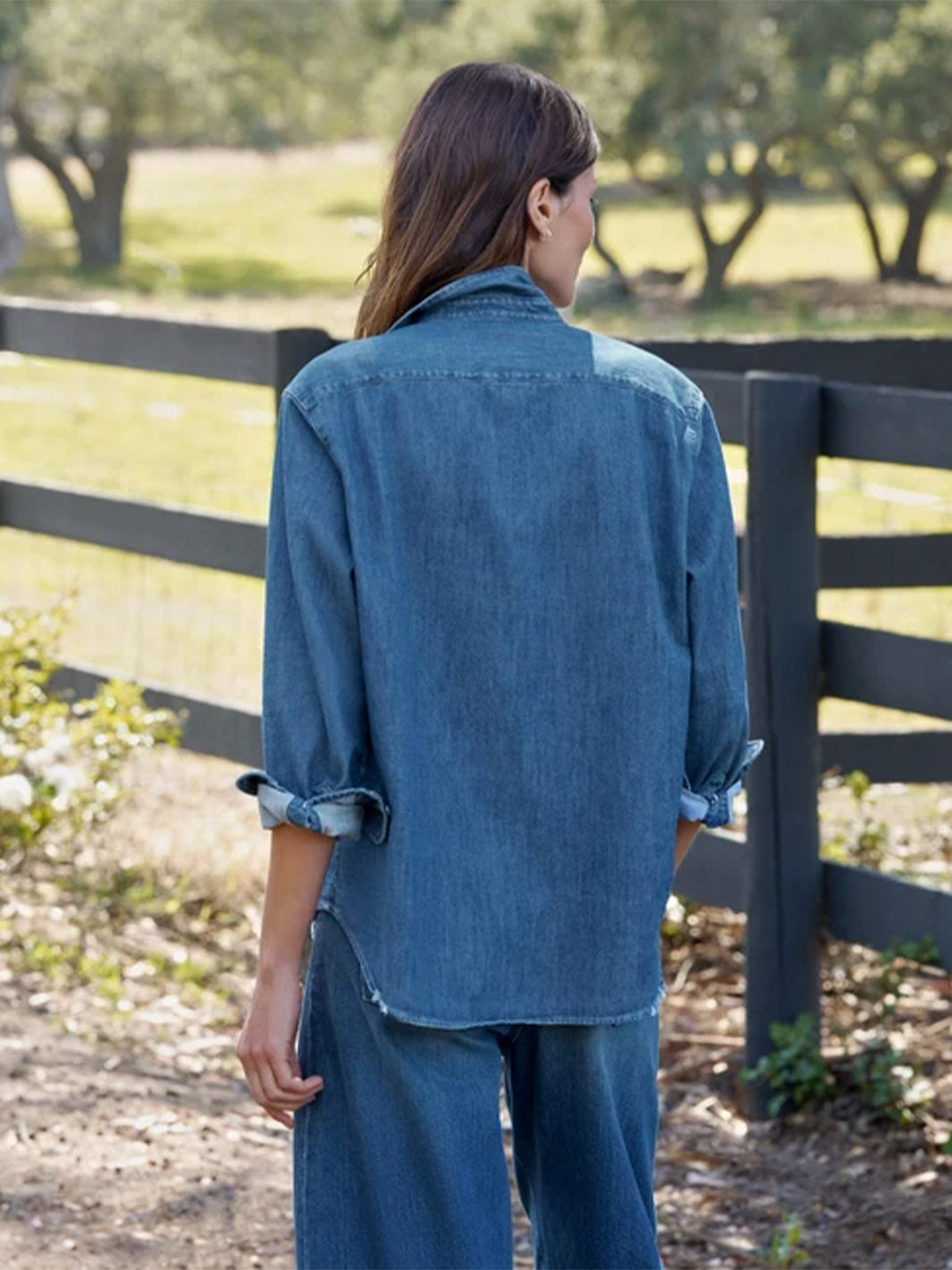 Eileen Relaxed Button-Up Shirt in Distressed Indigo Wash