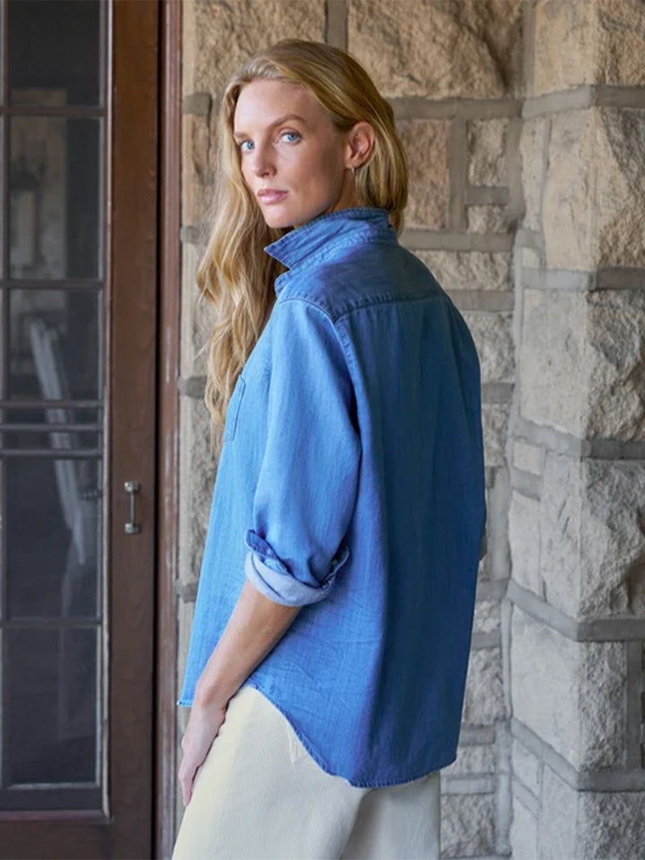 Eileen Relaxed Button-Up Shirt in Vintage Stonewashed Indigo