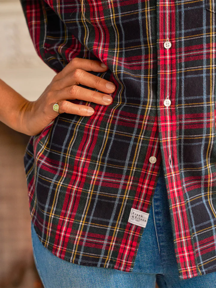 Eileen Relaxed Button Up Shirt in Red Multi Plaid