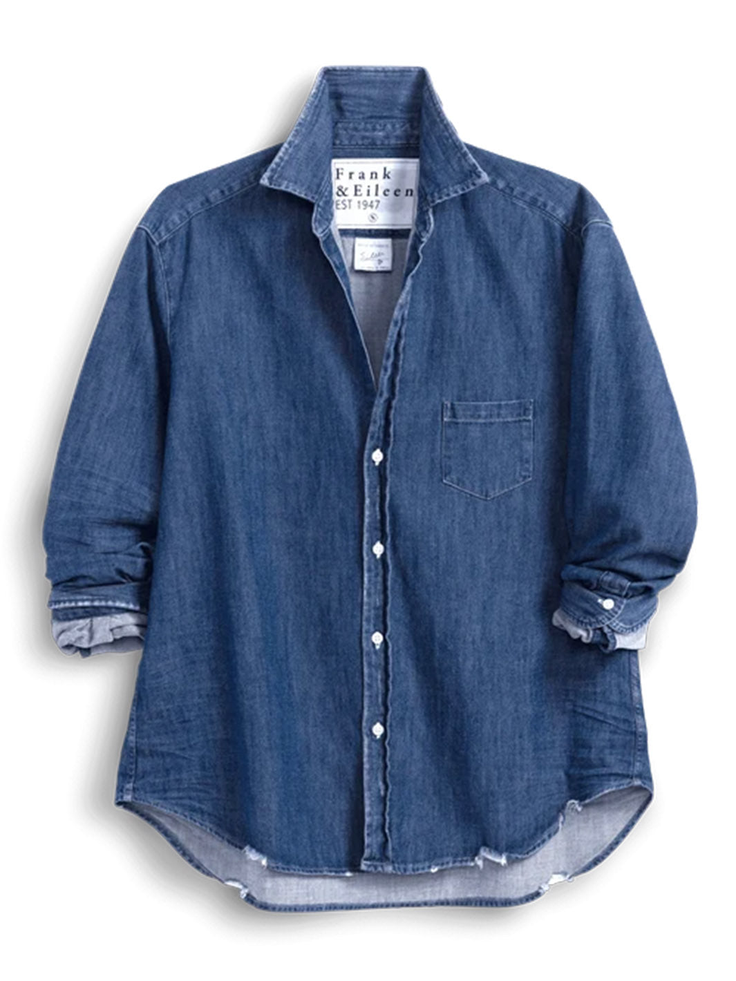 Eileen Relaxed Button-Up Shirt in Distressed Indigo Wash