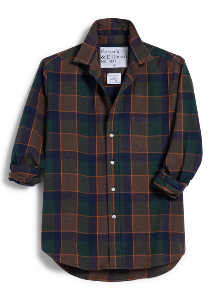 Eileen Relaxed Button-Up in Brown and Green with Pumpkin Plaid