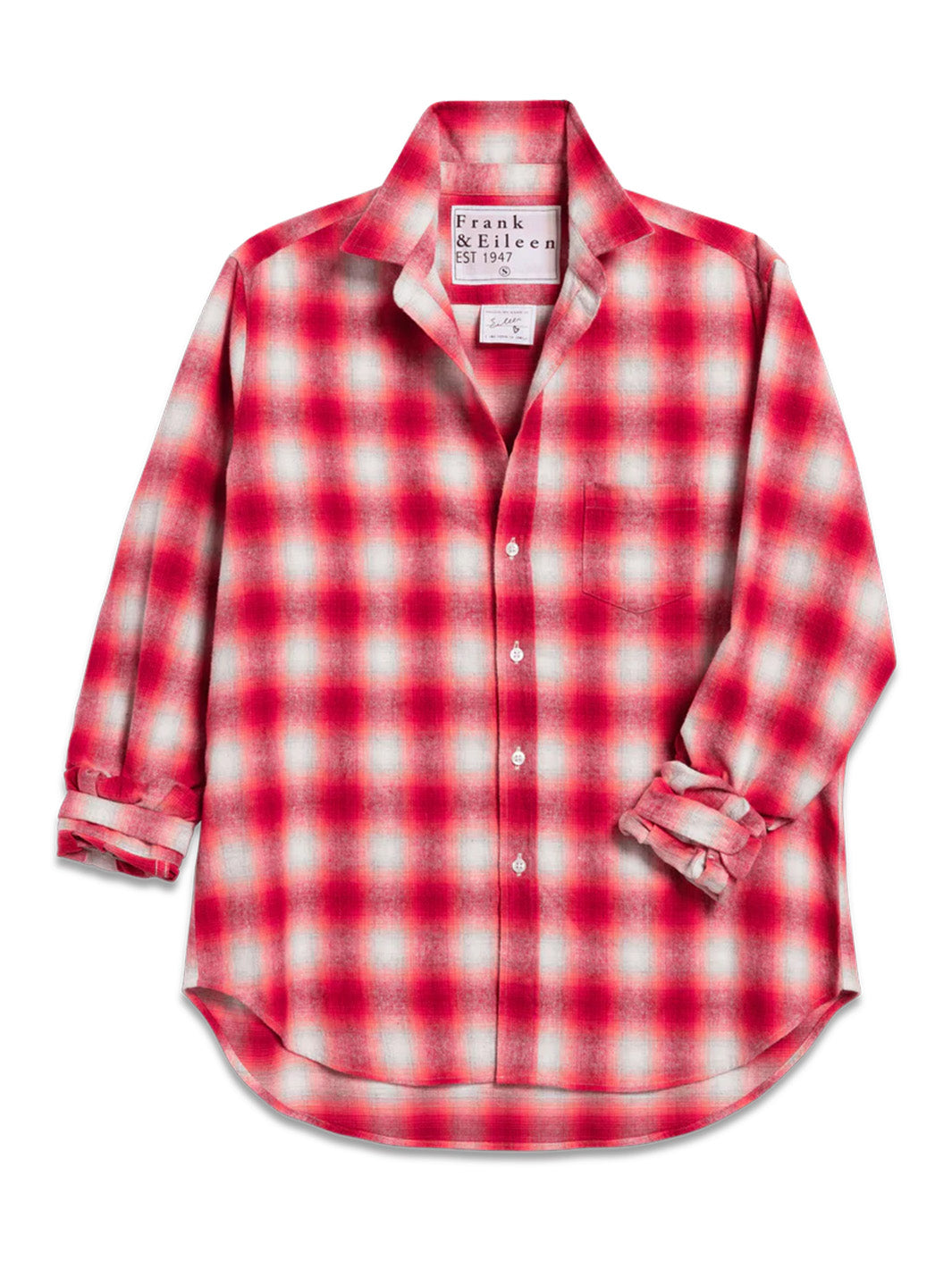 Eileen Relaxed Button Up Shirt in Dark Pink and White Plaid