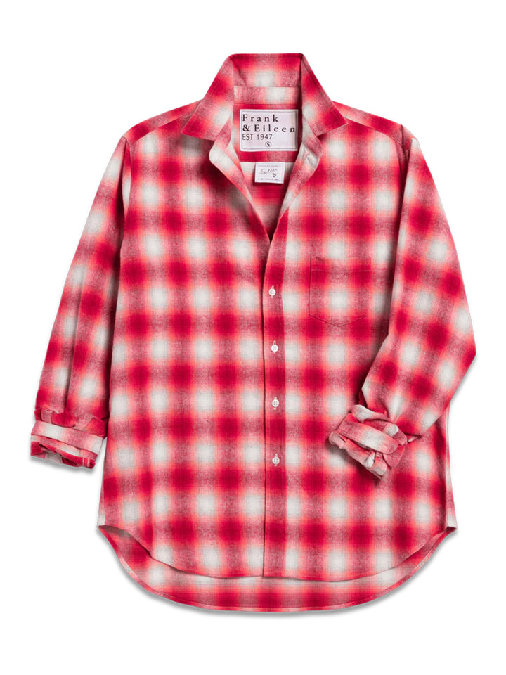 Eileen Relaxed Button Up Shirt in Dark Pink and White Plaid