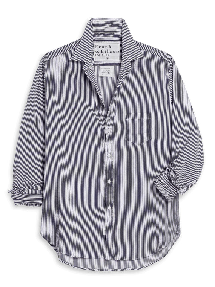 Eileen Relaxed Button Up Shirt in Navy with White Stripe