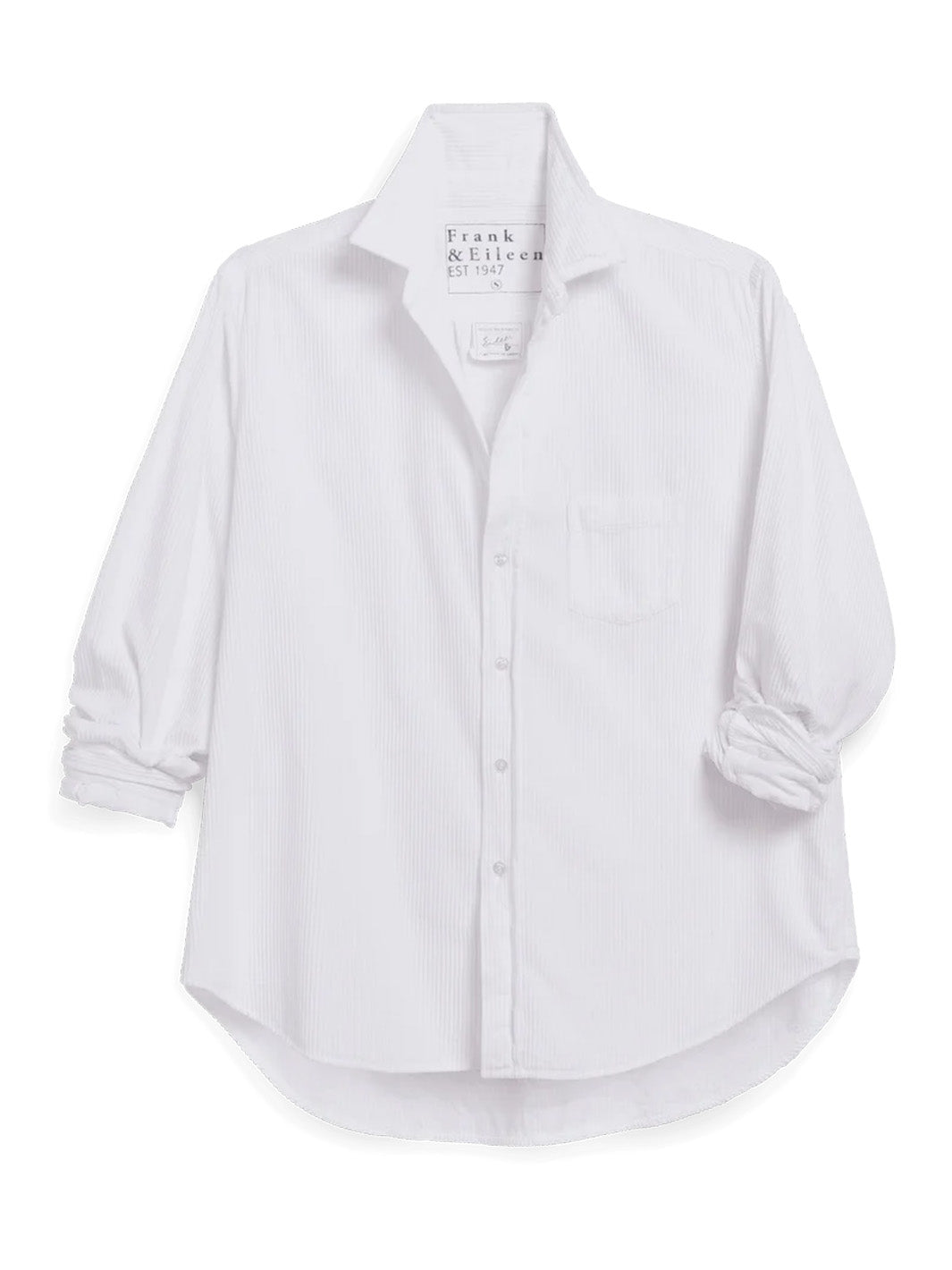 Eileen Relaxed Button Up Shirt in White Corduroy