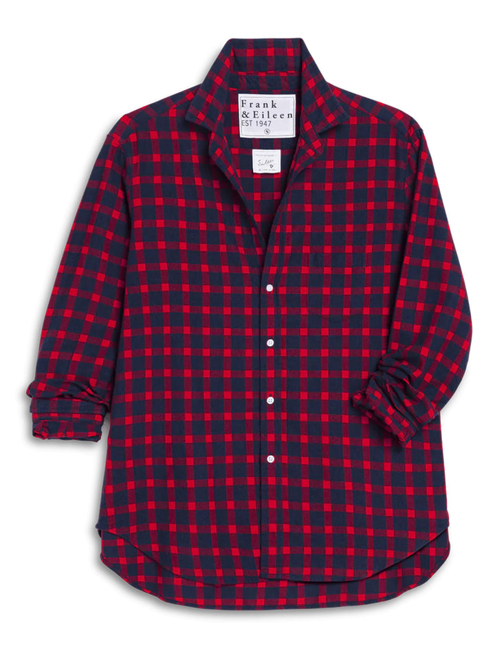 Eileen Relaxed Button Up Shirt in Red Blue Plaid
