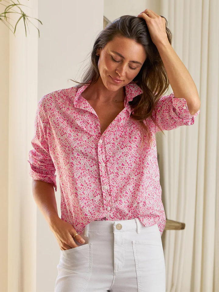 Eileen Relaxed Button-Up Shirt in Pink Flowers