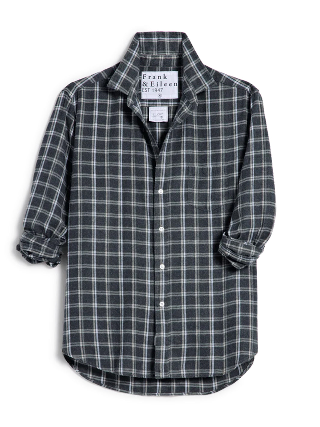 Eileen Relaxed Button-Up Shirt in Dark Grey Plaid